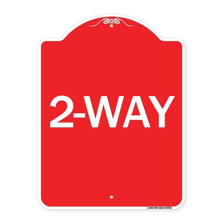 SIGNMISSION Designer Series Sign-2-Way, Red & White Aluminum Architectural Sign, 18" x 24", RW-1824-24495 A-DES-RW-1824-24495